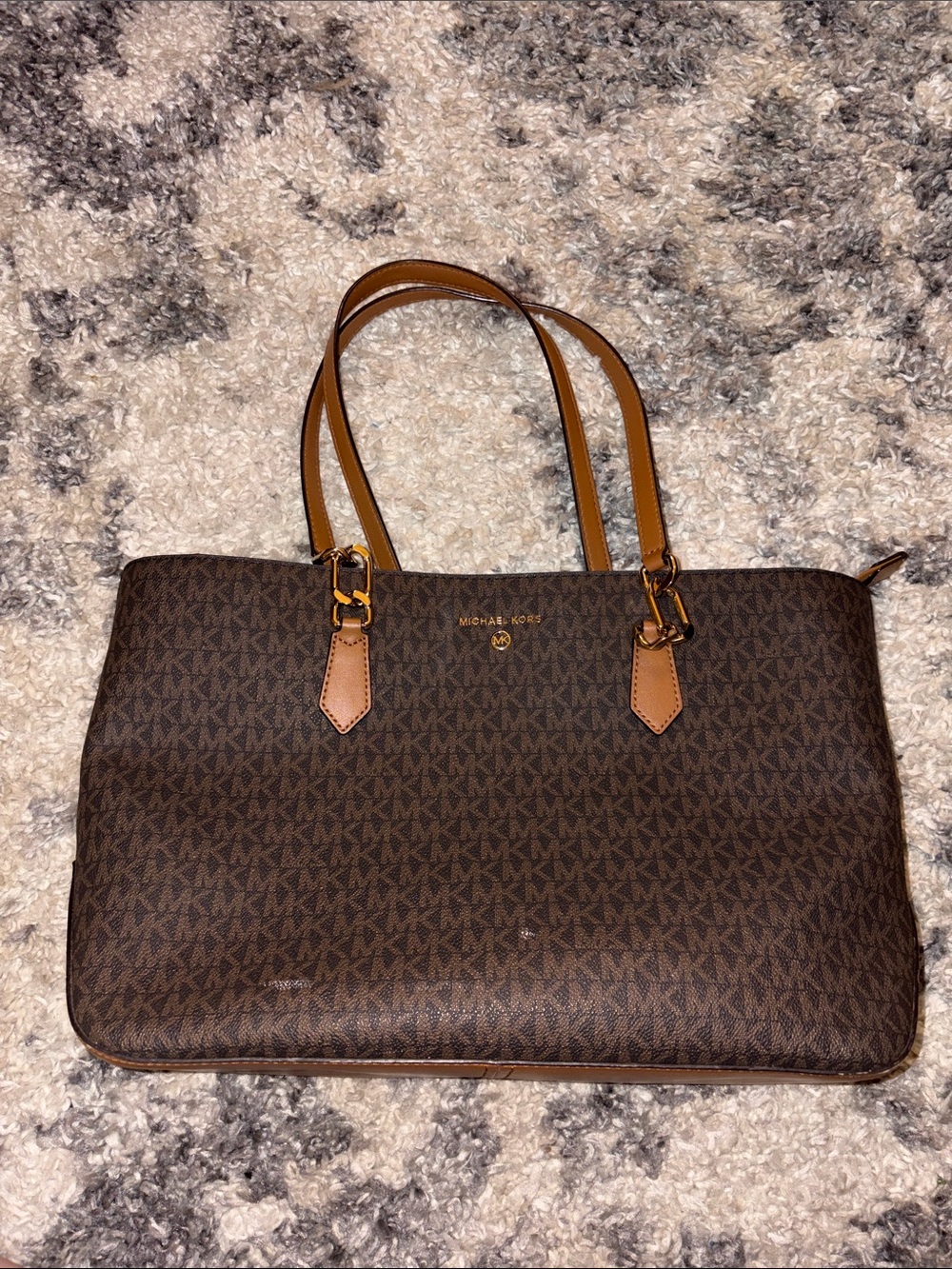 Michael Kors Brown MK Logo Shoulder Tote
